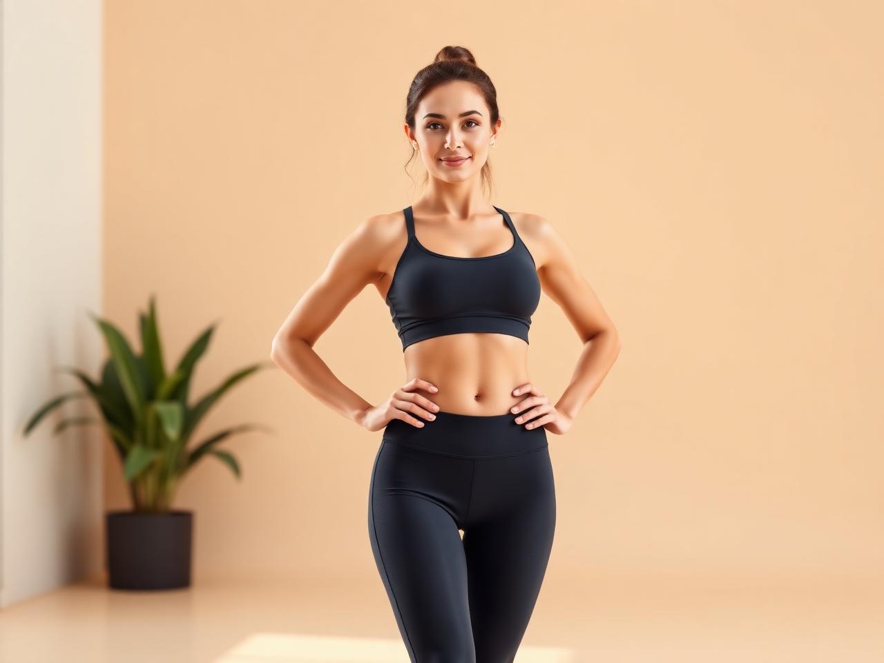 Woman with a toned midsection after reducing belly fat