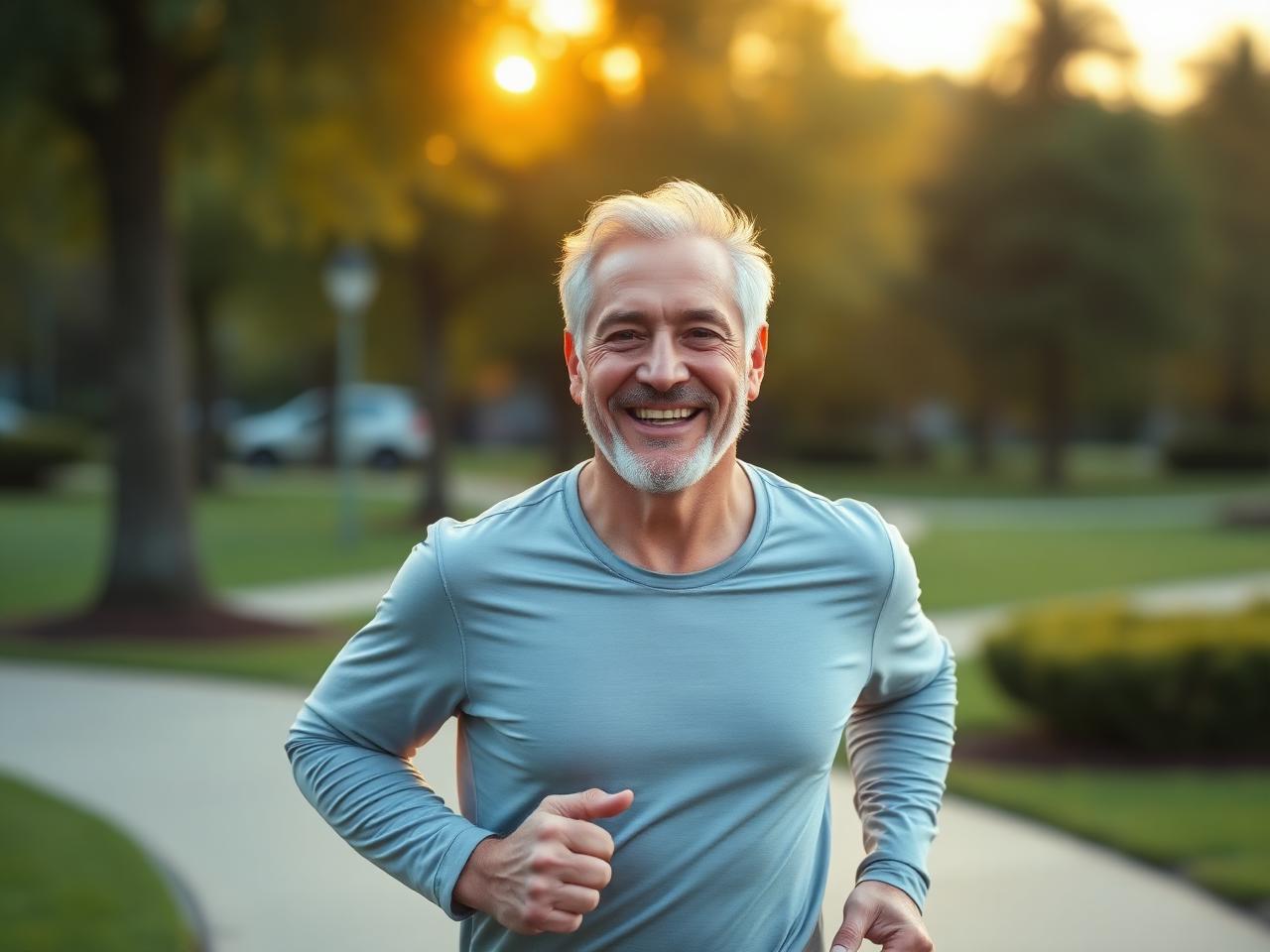 Man jogging at sunrise supporting fat burning and metabolism